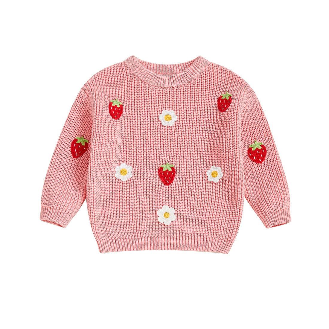 Baby Girl Flower Embroidery Knit Pullover Tops
