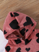 Heart Design Plush Hooded Top and Pant Baby Outfit Set childrensterritory