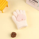 Kids Cartoon Design Furry Coral Fleece Short Gloves Mittens childrensterritory