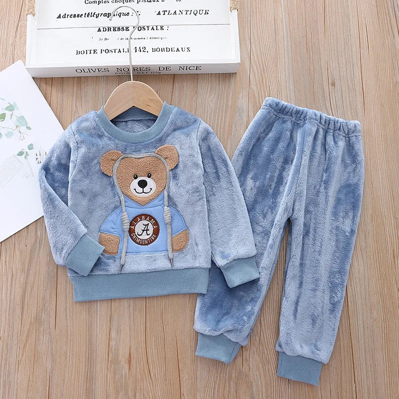 Kids Cartoon Design Warm Casual Clothing Set