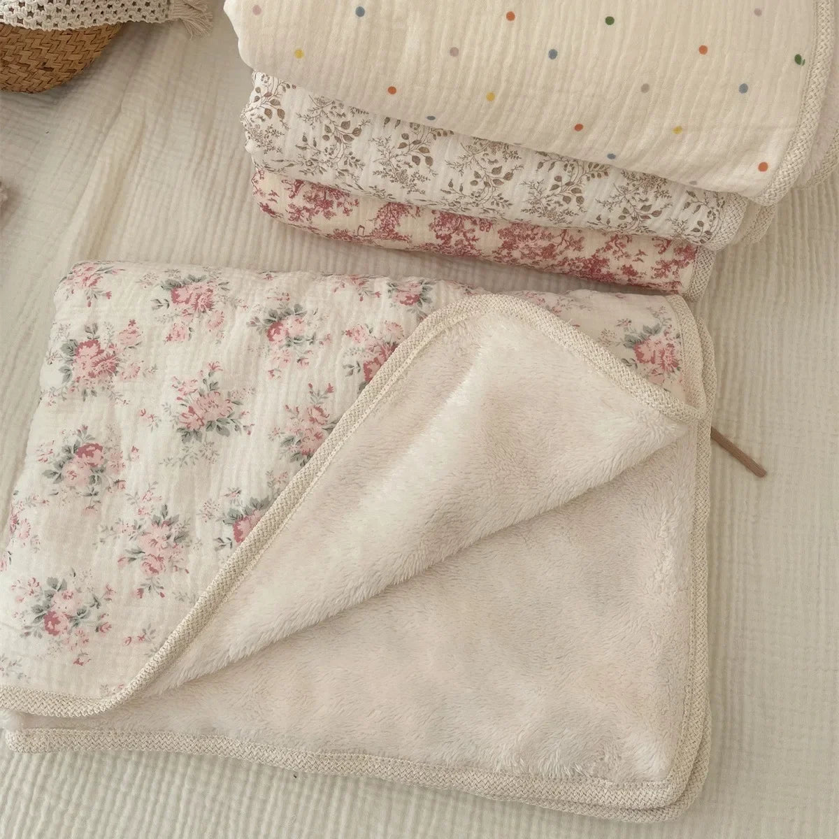 Floral Print Muslin Cotton Winter Ins Baby Blankets