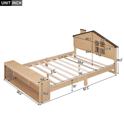 Platform Bed in Full Size with Multiple Storage and LED Lighting childrensterritory