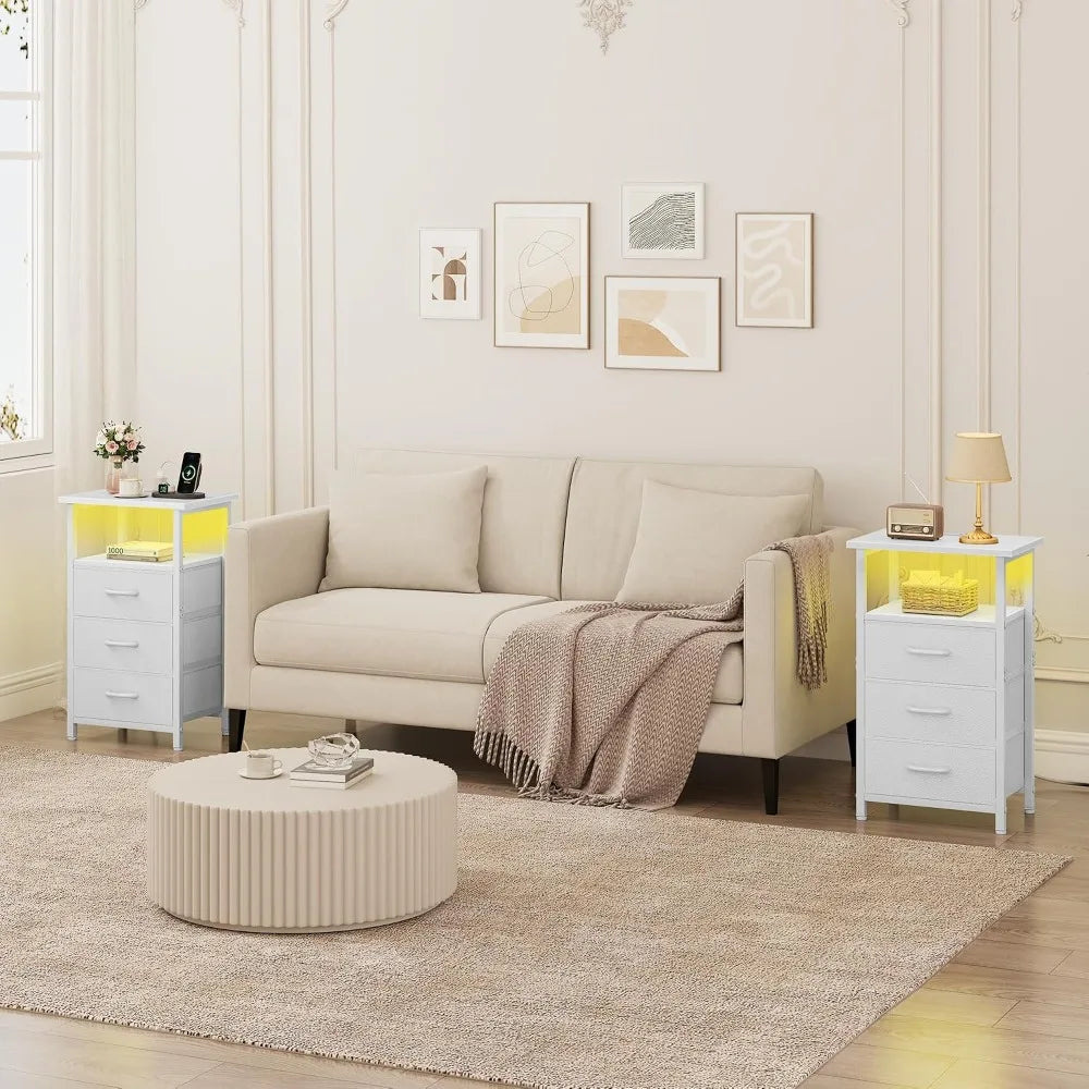 Durable Metal Bedside Table with Open Storage Shelf