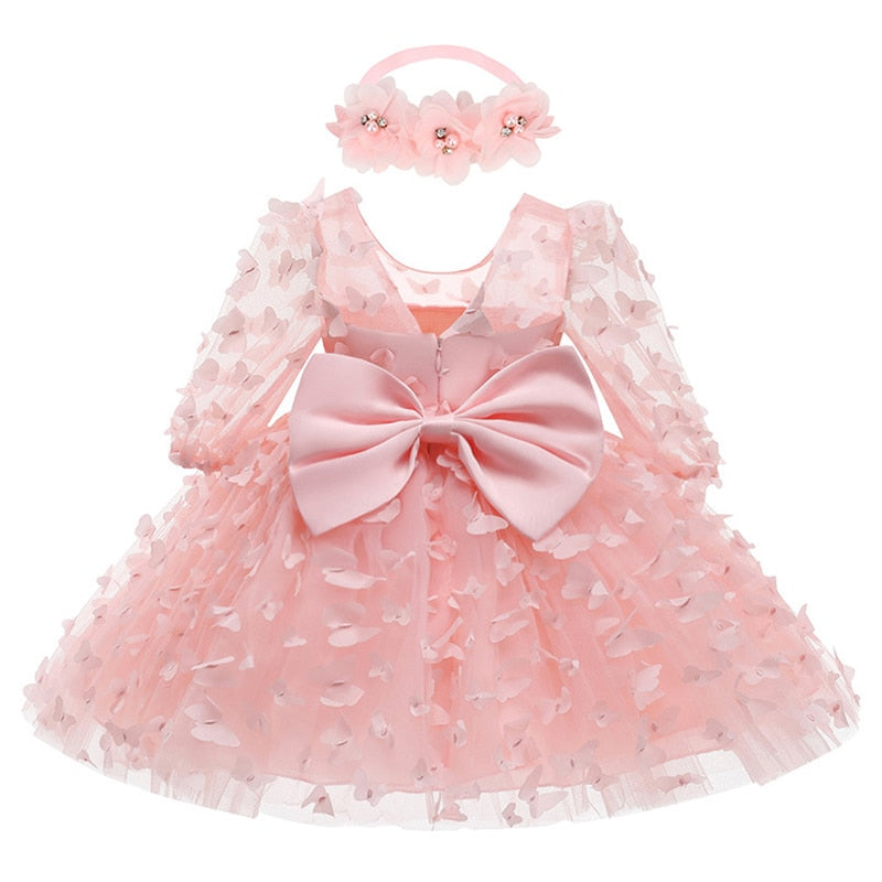 Butterfly Decorated Baby Girl Princess Birthday Dresses childrensterritory