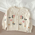 Baby Girls Muslin Flower Knit Embroidery Overcoat