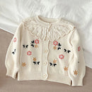 Baby Girls Muslin Flower Knit Embroidery Overcoat
