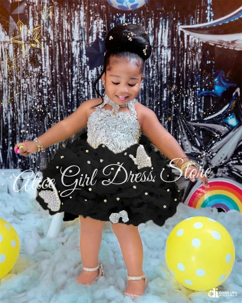 Sleeveless Flower Design Birthday Party Dresses childrensterritory