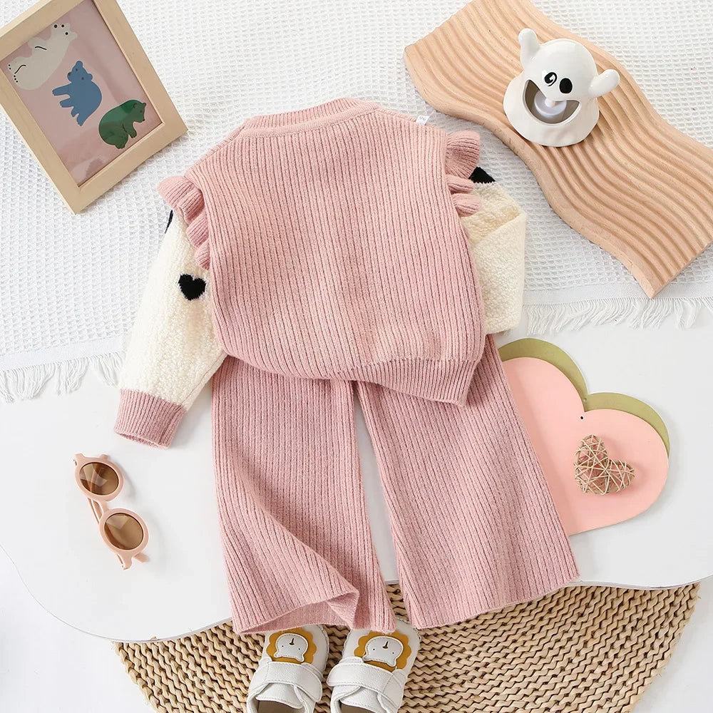 Girls' Long-Sleeved Casual Winter Clothing Set