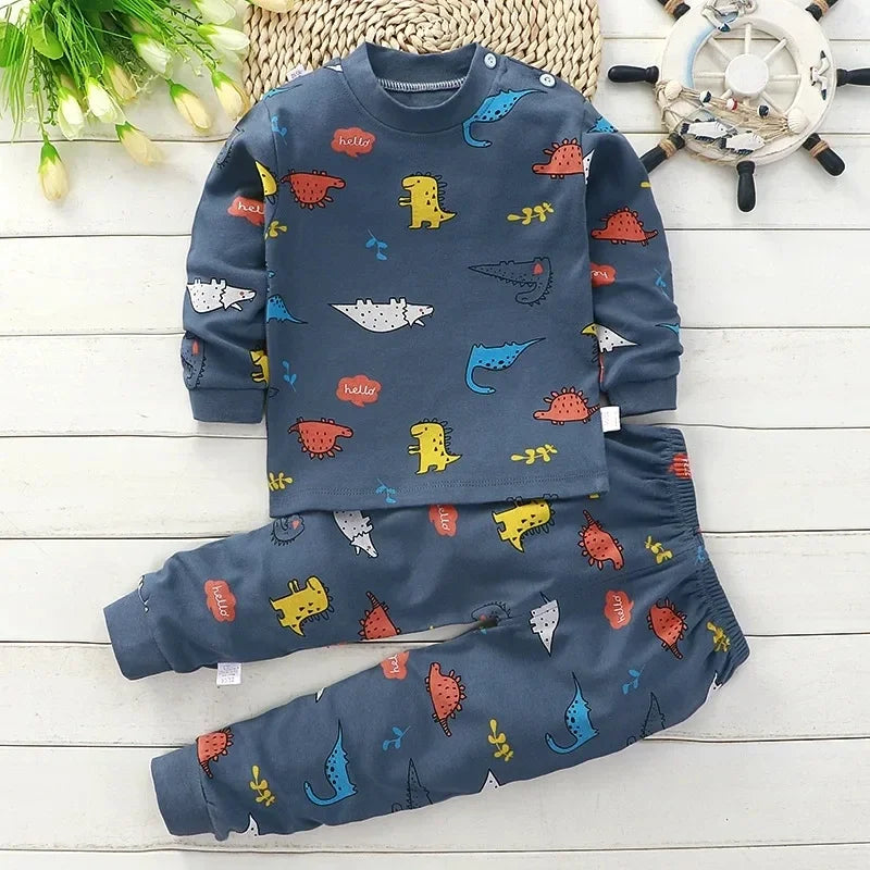 Kids Cartoon Print Casual Winter Clothing Set