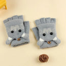 Kids Cartoon Design Furry Coral Fleece Short Gloves Mittens childrensterritory