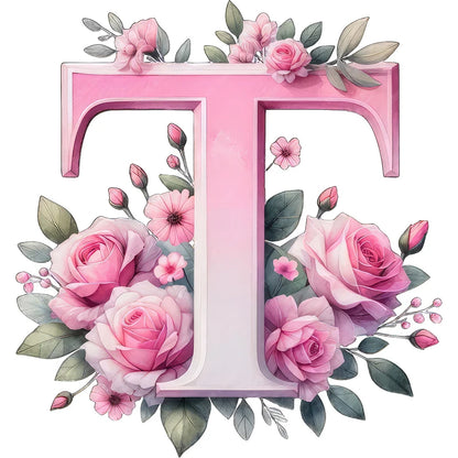 Self-Adhesive Pink Flower Letter Art Wall Decals childrensterritory