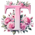 Self-Adhesive Pink Flower Letter Art Wall Decals childrensterritory