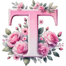 Self-Adhesive Pink Flower Letter Art Wall Decals childrensterritory