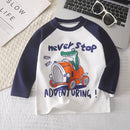 Cute Cartoon and Letter Print Kids Long Sleeve T-shirts childrensterritory