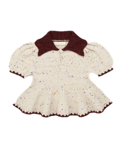 Retro Countryside Style Girls Knitted Cardigan Half Skirt Set childrensterritory