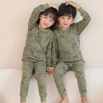 Long Sleeve Cartoon Design Kids Winter Warm Pajamas Sets childrensterritory