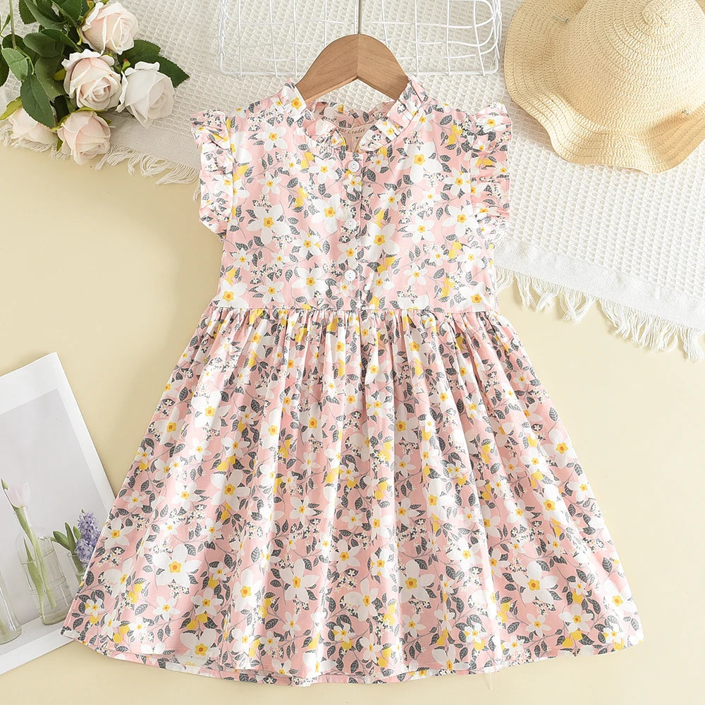 Kids Girls Floral Design Summer Princess Dresses childrensterritory