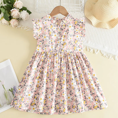 Kids Girls Floral Design Summer Princess Dresses childrensterritory