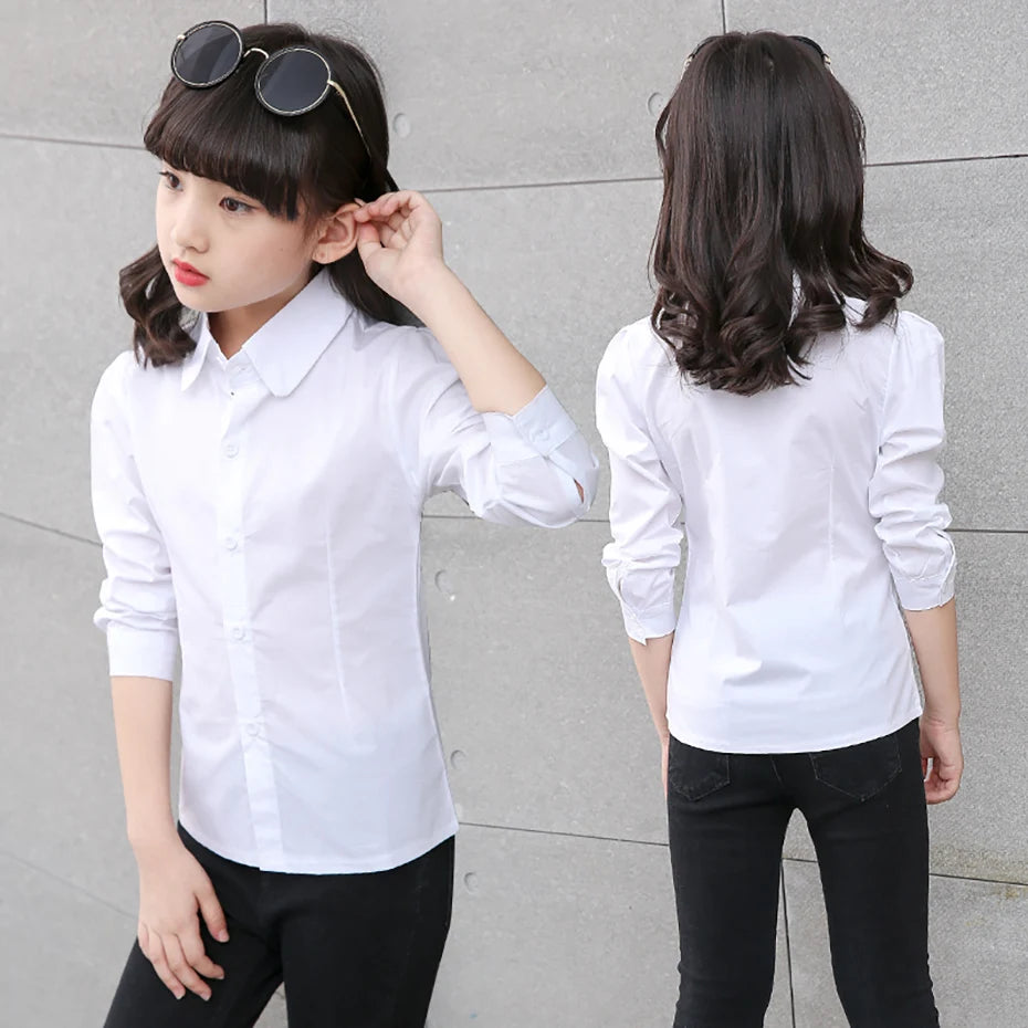 Kids Girls Casual Style White Shirt For School childrensterritory