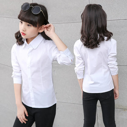 Kids Girls Casual Style White Shirt For School childrensterritory