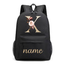 Canvas High School Backpack with Custom Letter Name
