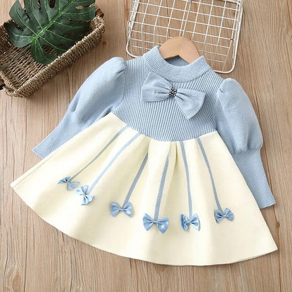 Kids Girls Fashionable Print Skirt Princess Sweater Dresses childrensterritory