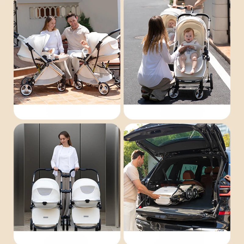 Luxury High-View Detachable Twin Baby Stroller childrensterritory