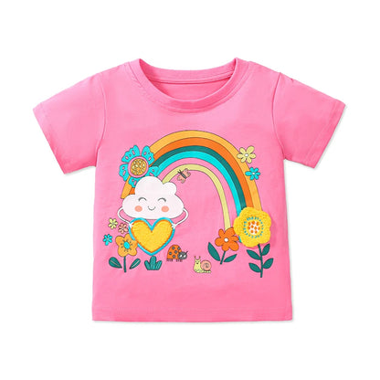 Cartoon Rainbow Design Little Girls Cotton Top childrensterritory