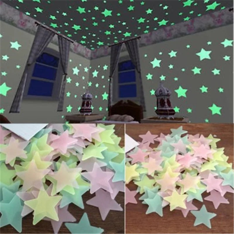 3D Stars Luminous Fluorescent Wall Stickers childrensterritory