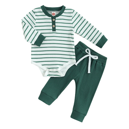 Ribbed Stripe Soft Cotton Romper Pants for Baby childrensterritory