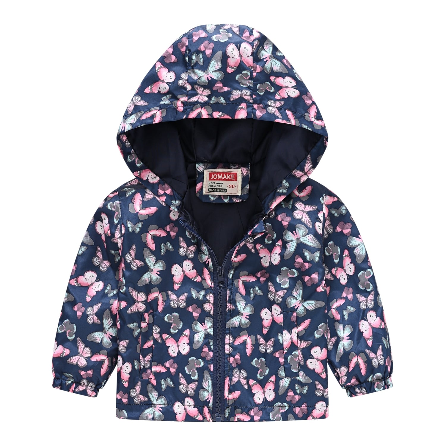 Kids Girls Colorful Cartoon Prints Windproof Hooded Jackets childrensterritory