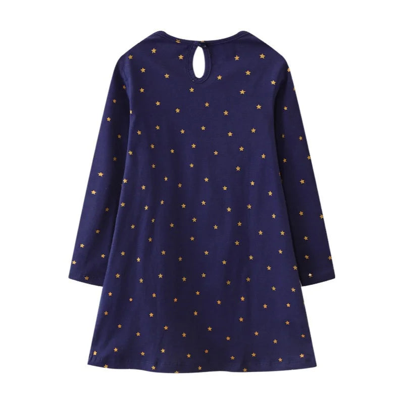Kids Girls Printed Long Sleeve Christmas Dress childrensterritory