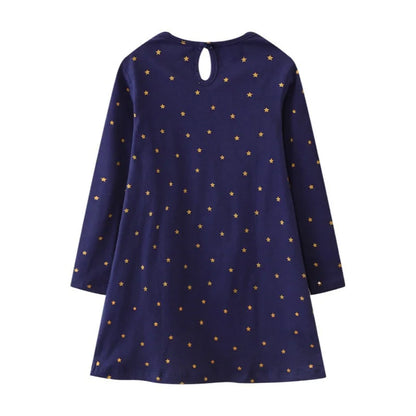 Kids Girls Printed Long Sleeve Christmas Dress childrensterritory