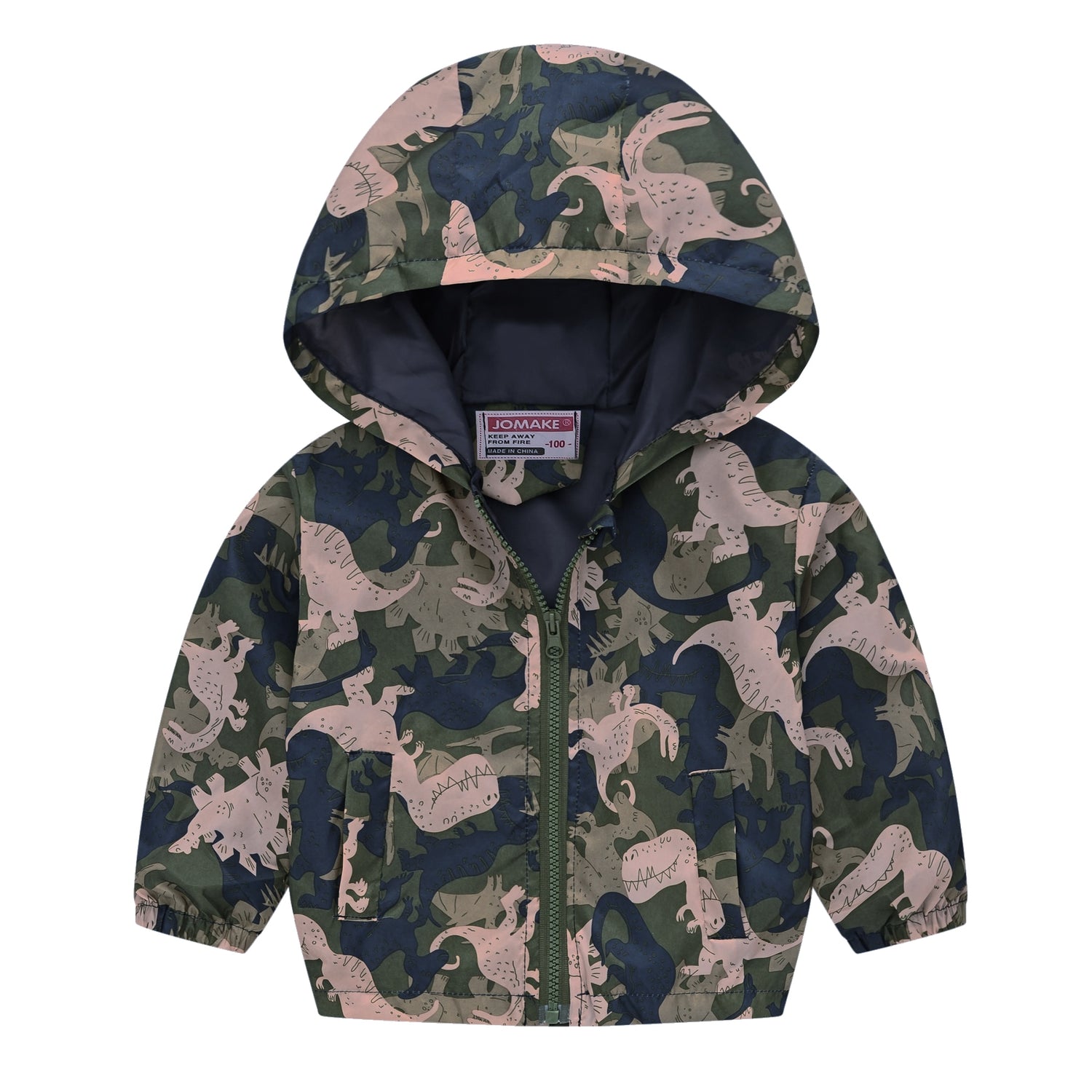 Cartoon Dinosaur Print Windbreaker Jacket for Kids Boys childrensterritory