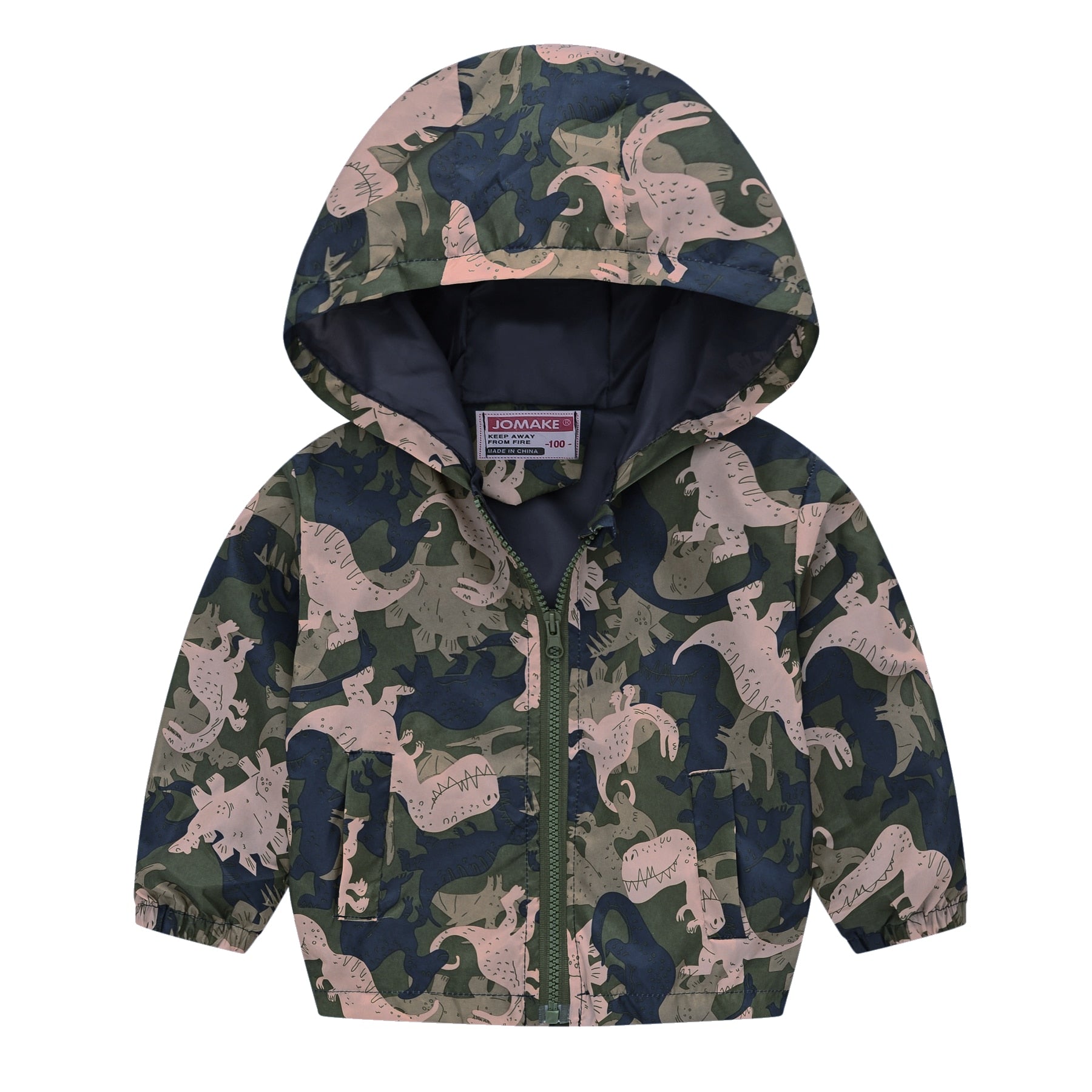 Cartoon Dinosaur Print Windbreaker Jacket for Kids Boys childrensterritory