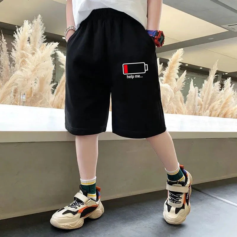 Kids Boys Funny Battery Print Sports Shorts for Summer childrensterritory