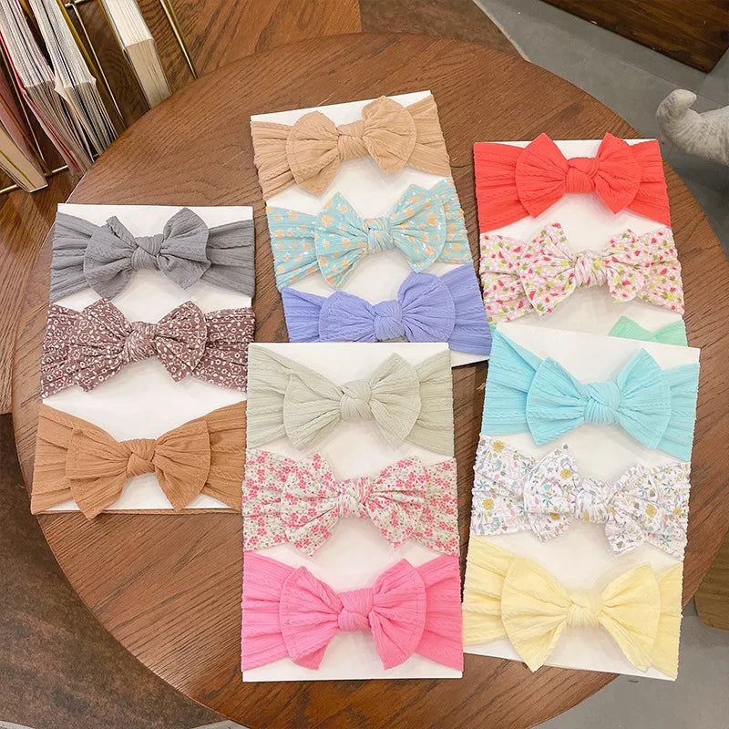 3Pcs/Lot Bow Knot Elastic Hair Bands for Baby Girls