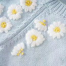 Kids Girls Light Blue Floral Embroidery Cardigan childrensterritory