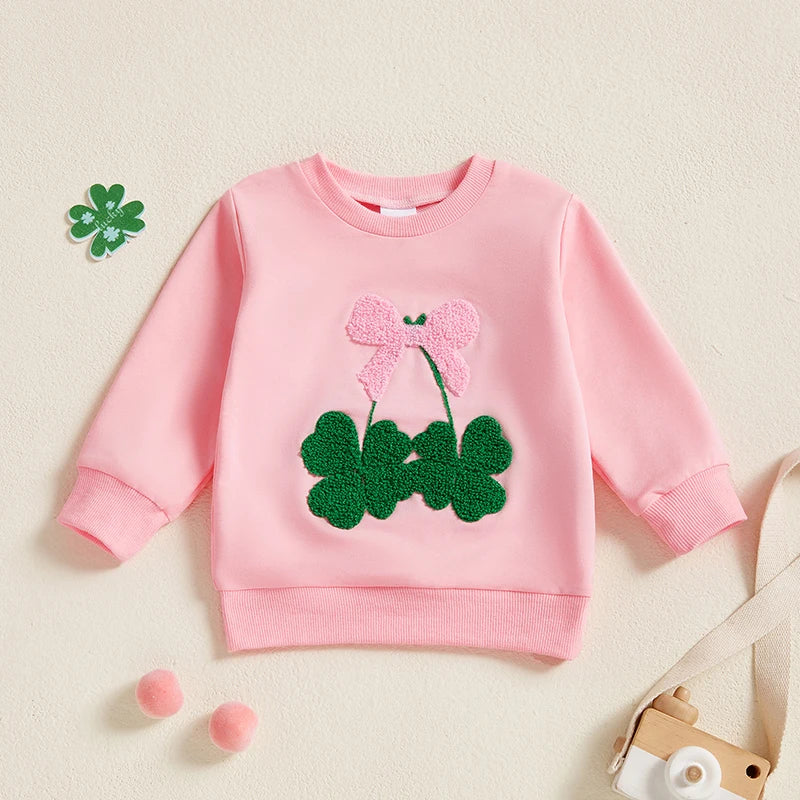 Casual Embroidered Irish Sweatshirt for Little Girls childrensterritory