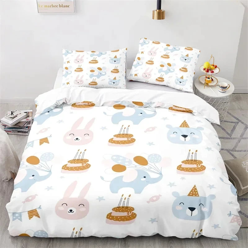 3D Cartoon Animal Print Microfiber Kids Bedding Sets