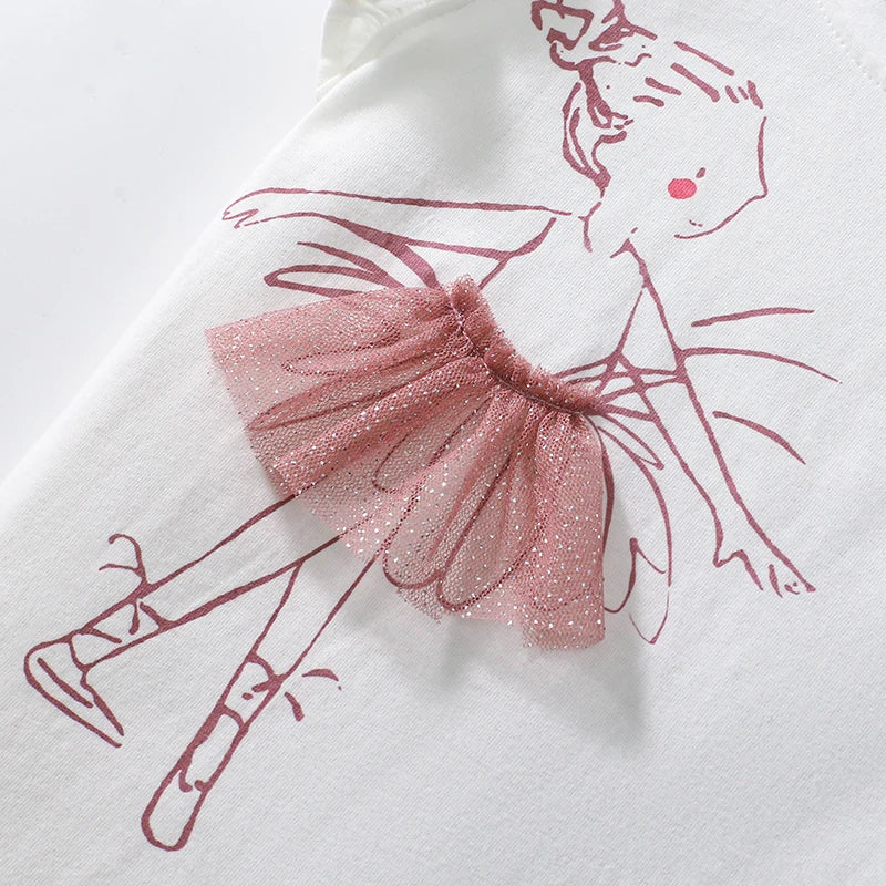 Little Girls Various Cartoon Print Summer Cotton Tops childrensterritory