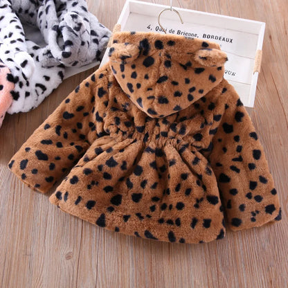 Plush Imitation Fur Hooded Kids Girls Warm Jackets childrensterritory