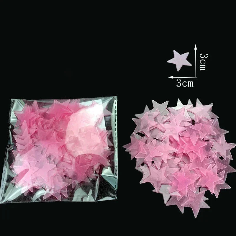 3D Fluorescent 50/1000Pcs Glow-in-the-Dark Stars Wall Stickers childrensterritory