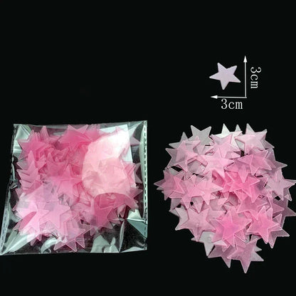 3D Fluorescent 50/1000Pcs Glow-in-the-Dark Stars Wall Stickers childrensterritory