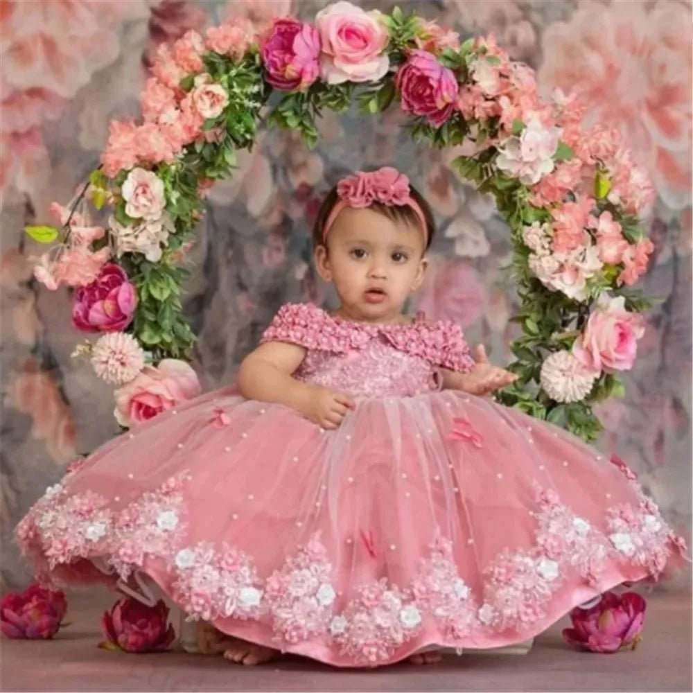 Butterfly Flowers Design Puffy Tulle Wedding Birthday Party Gowns