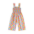 Little Girls Lovely Floral Print Wide Leg Summer Jumpsuit childrensterritory
