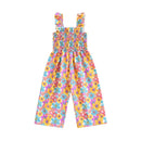 Little Girls Lovely Floral Print Wide Leg Summer Jumpsuit childrensterritory