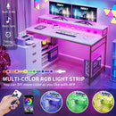 Large Computer Desk with Power Outlets and File Cabinet childrensterritory