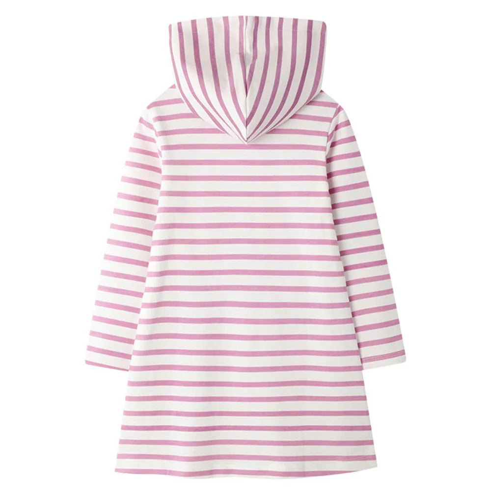 Kids Girls Strawberry Applique Hooded Dress childrensterritory