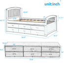 A Twin-Sized Wooden Platform Bed with Six Drawers for Storage childrensterritory